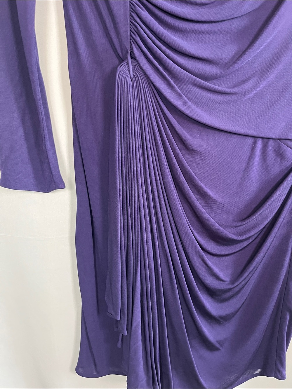 3.1 Phillip Lim purple jersey ruched front draped long sleeve mini dress sz s - Picture 5 of 8